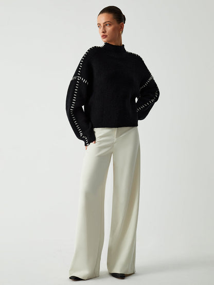 Alma | Oversized Turtleneck Jumper with Piqué Details