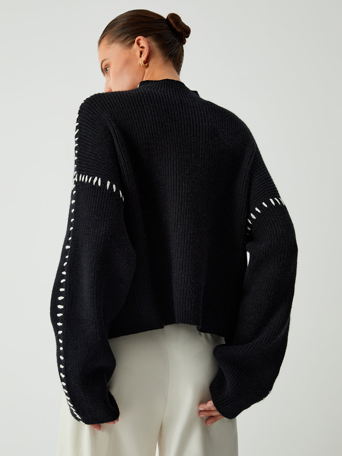 Alma | Oversized Turtleneck Jumper with Piqué Details