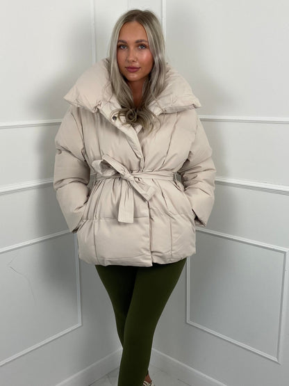 KARLY | Short Belted Pocket Puffer Jacket