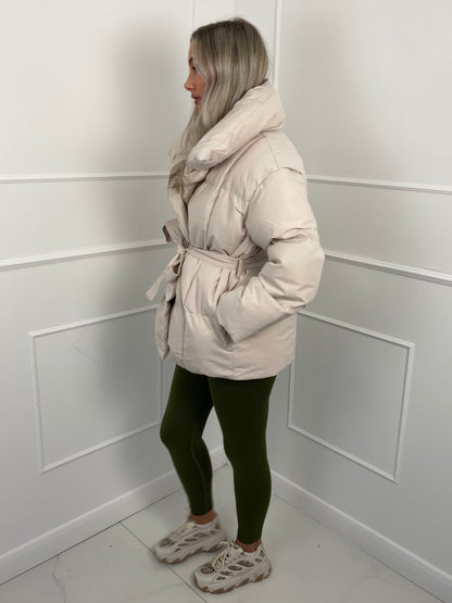 KARLY | Short Belted Pocket Puffer Jacket