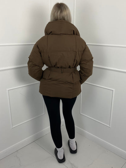 KARLY | Short Belted Pocket Puffer Jacket