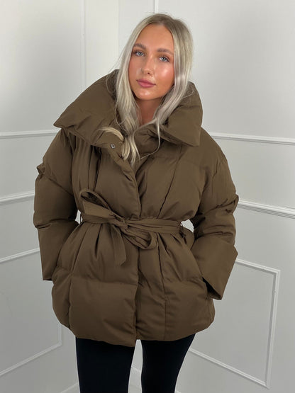 KARLY | Short Belted Pocket Puffer Jacket
