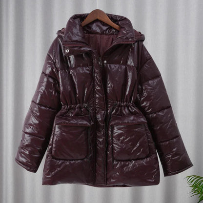 Casual Burgundy Lace Up Down Jacket