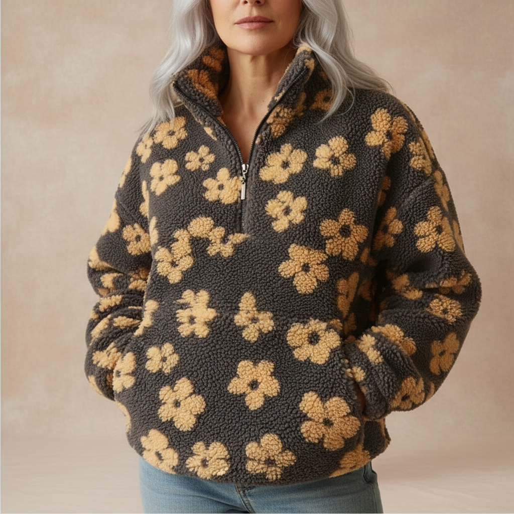 Hadleigh | Floral Zip Women’s Sweater