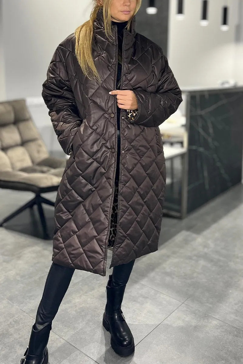 Ofira – Reversible Padded Coat with Leopard Lining