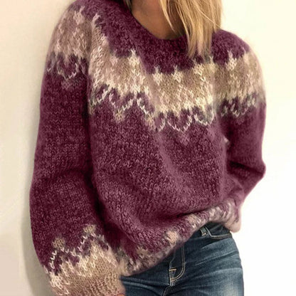 Knitted Ladies' Jumper with Ombre Effect - Warm Jumper